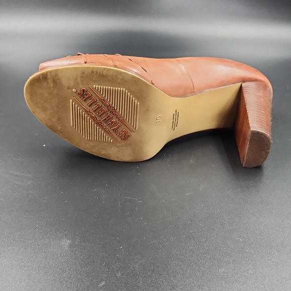 Seychelles Womens Heels Memory Lane Retro Peep Toe Flower Detail Whiskey Size 10 - Picture 5 of 16